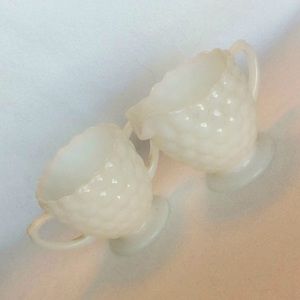 FINAL SALE PRICE White Hobnail Milk Glass Sugar & Creamer Set